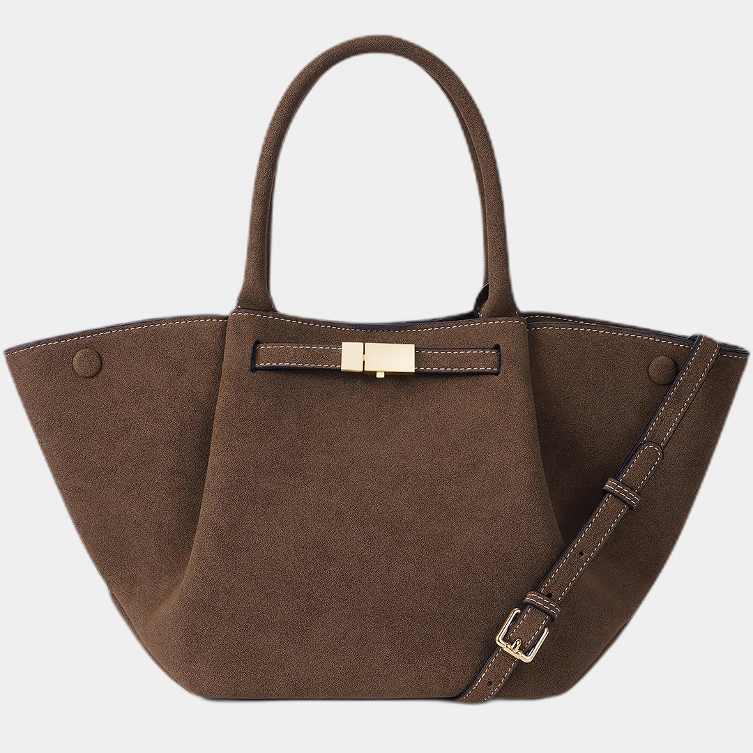 Vegan Suede Brown Crossbody Bag